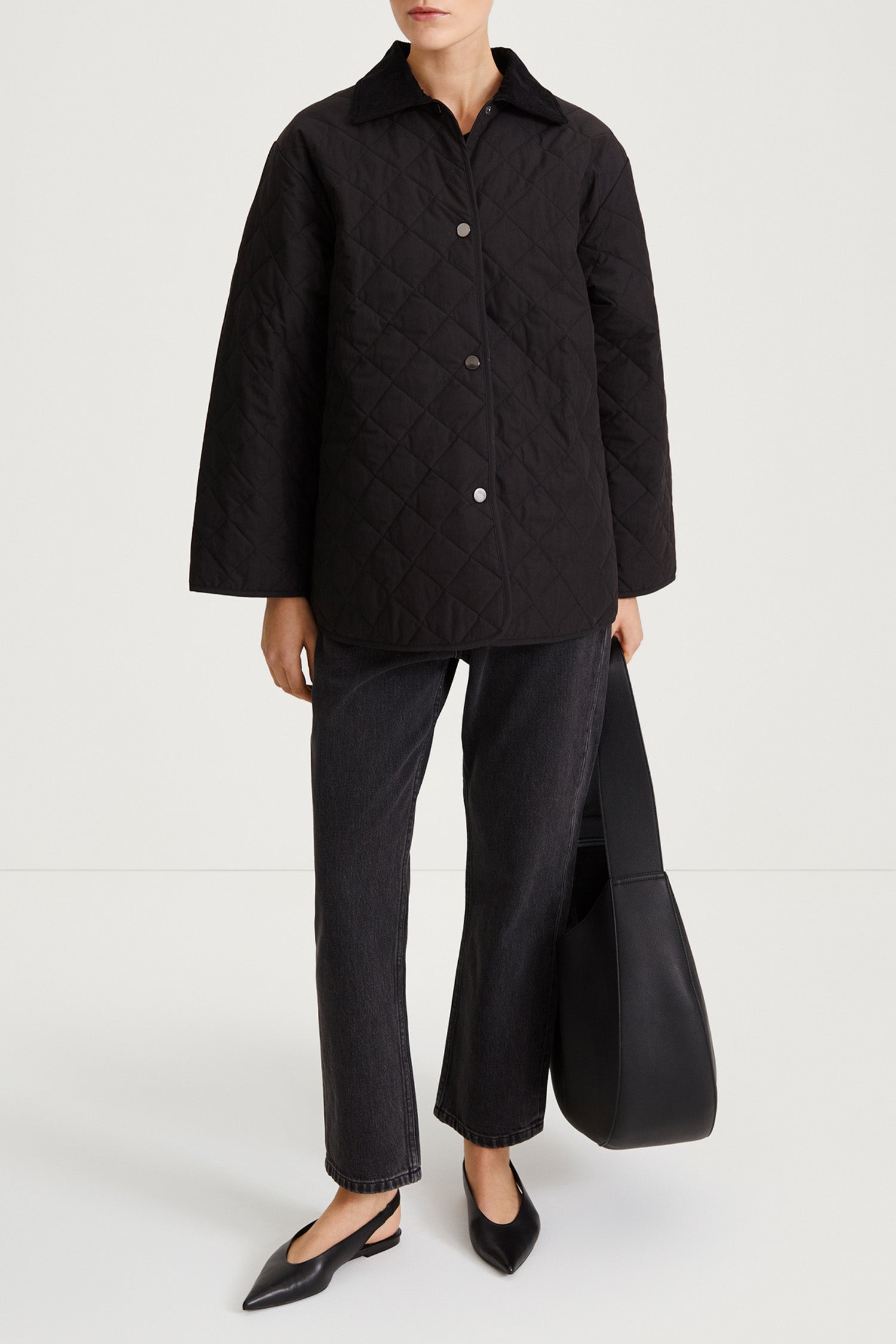 black quilted jacket stylein sabria front