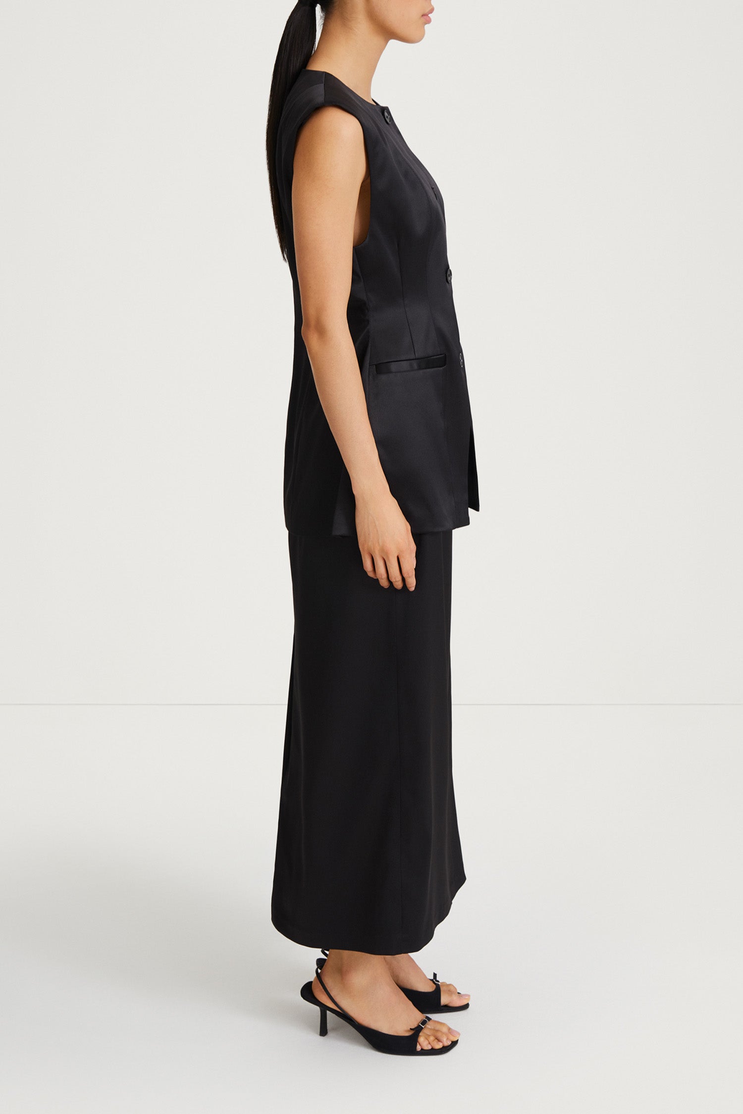 black satin vest stylein balina side