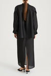 Black maxi transparent skirt stylein back model image