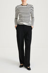 black white striped jersey long sleeve top stylein classics canvey front