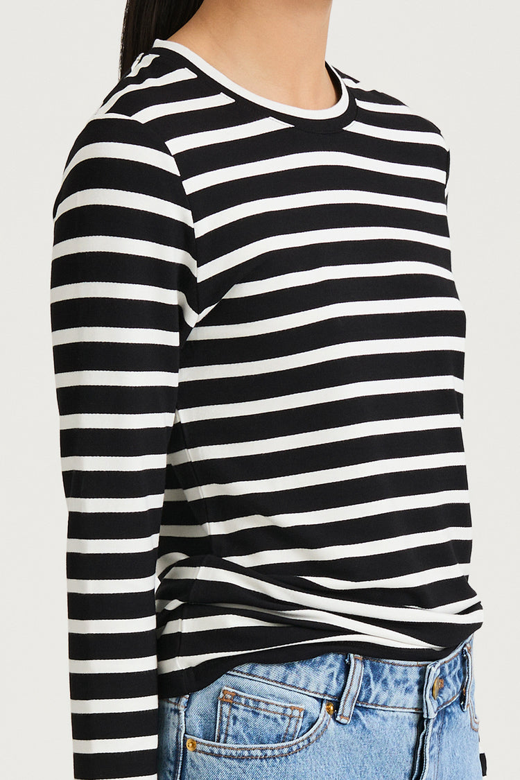 black white striped jersey longsleeve top stylein canvey detail