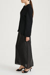 Black wool jacket cinched waist stylein tyra side model image