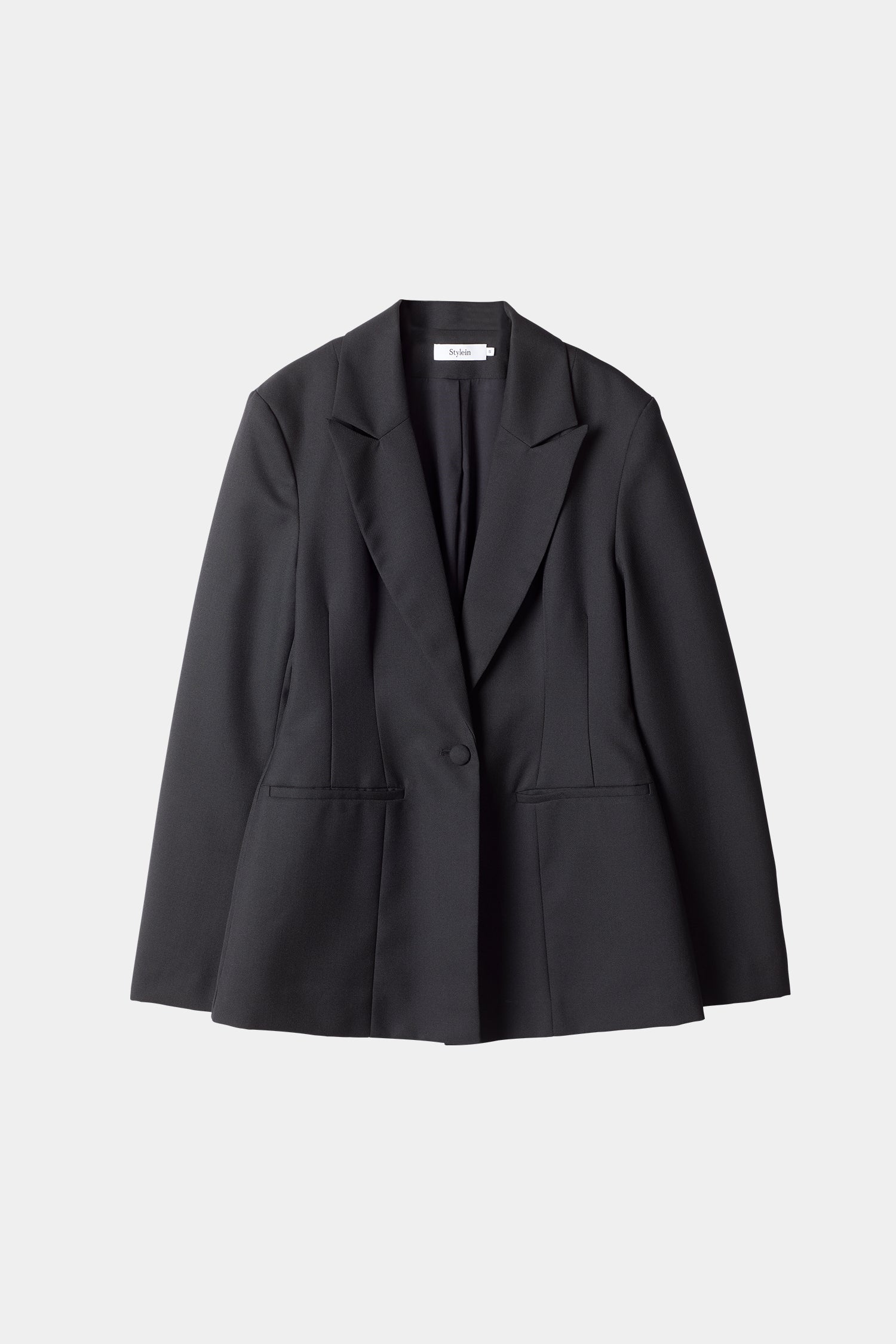Bovino blazer tailored cinched waist delicate shoulder pads black stylein packshot