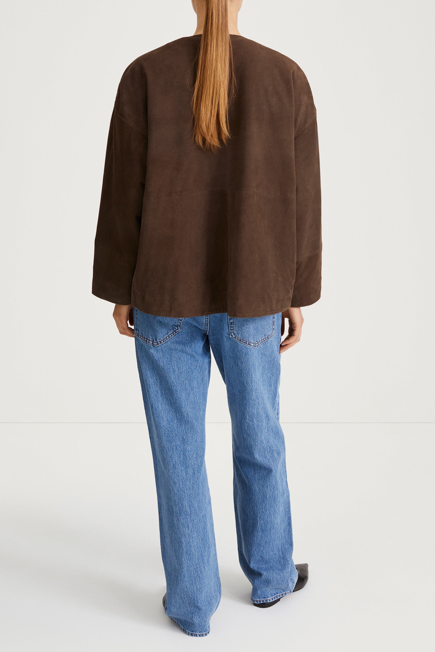 brown suede jacket stylein vana back