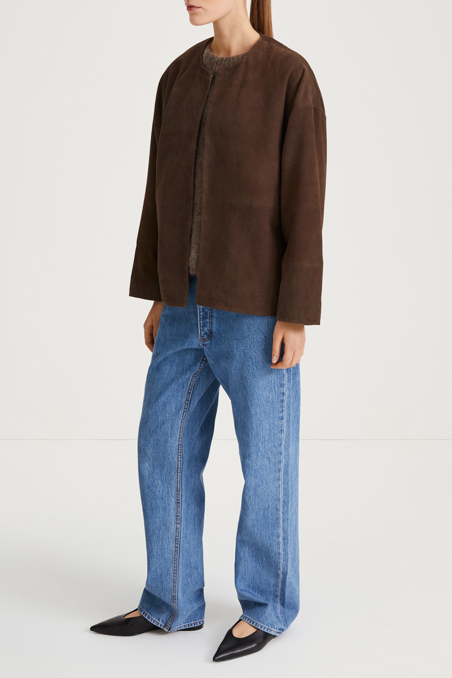 brown suede jacket stylein vana side