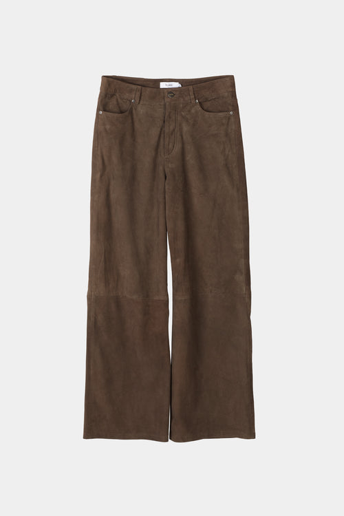 Victory suede trousers pebble brown stylein model image front