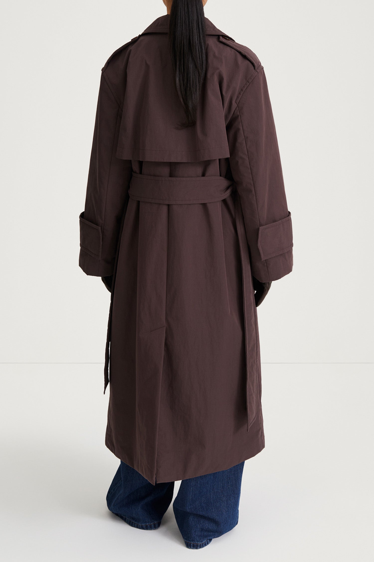 brown padded trench coat stylein sandra back