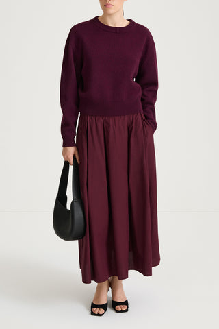 burgundy knitted sweater stylein haven front