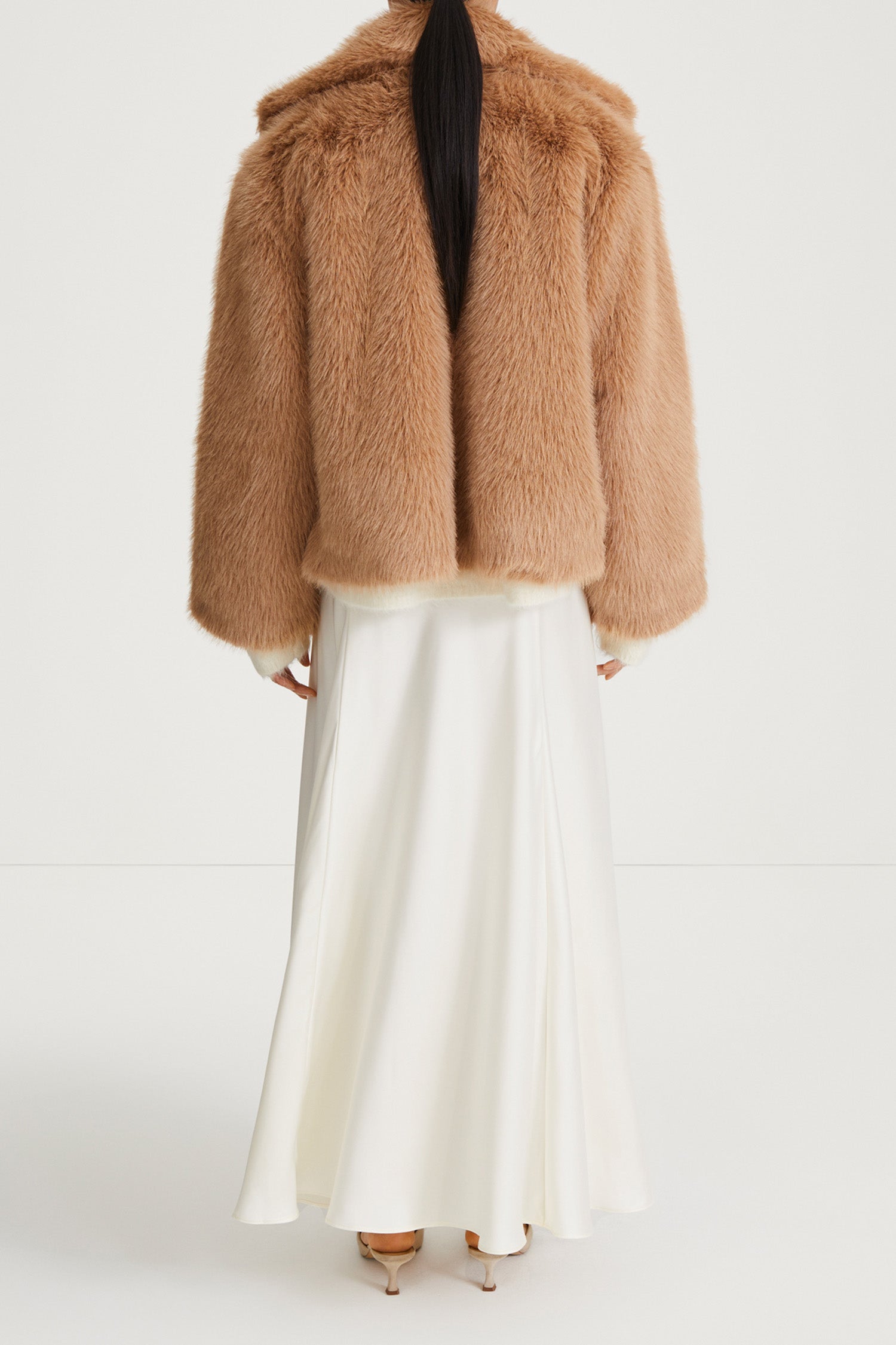 camel faux fur jacket stylein hazel back
