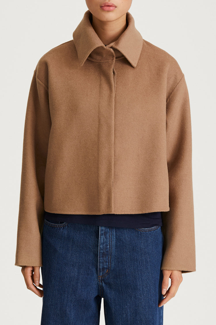 camel jacket wool short stylein teano detail