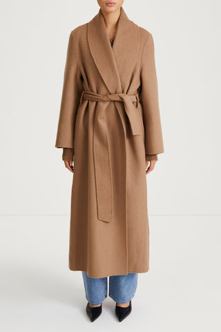 camel wool coat long stylein thiene front