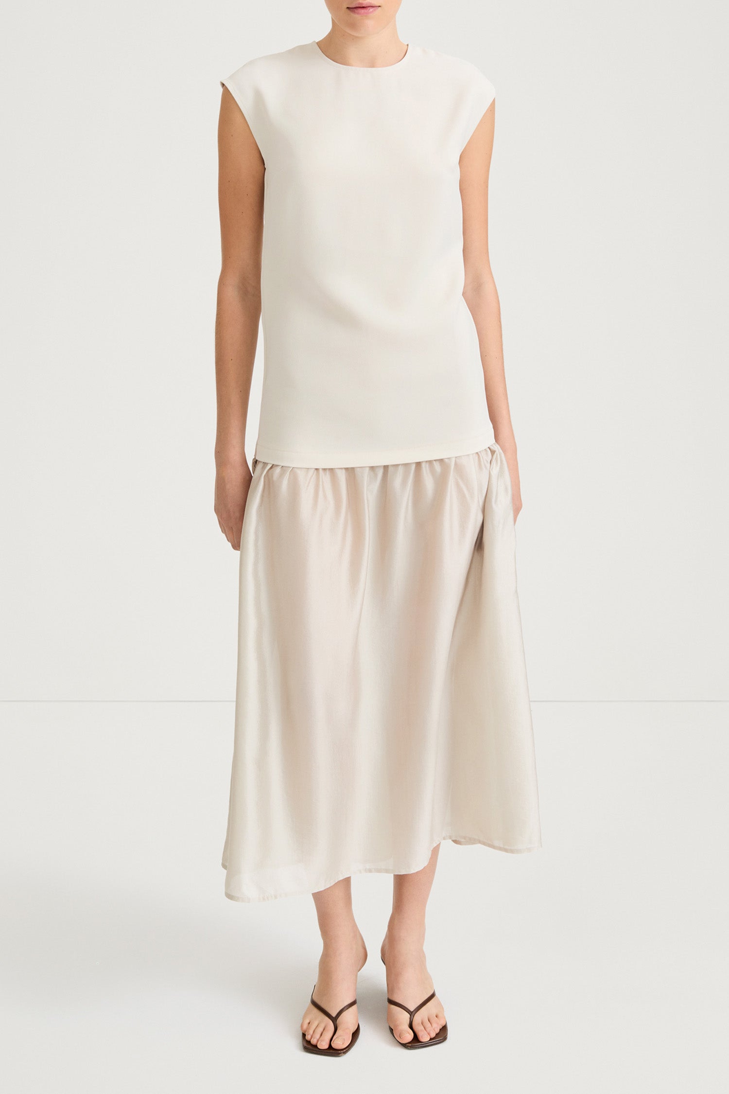 Cream dress sheer stylein barnie front model image