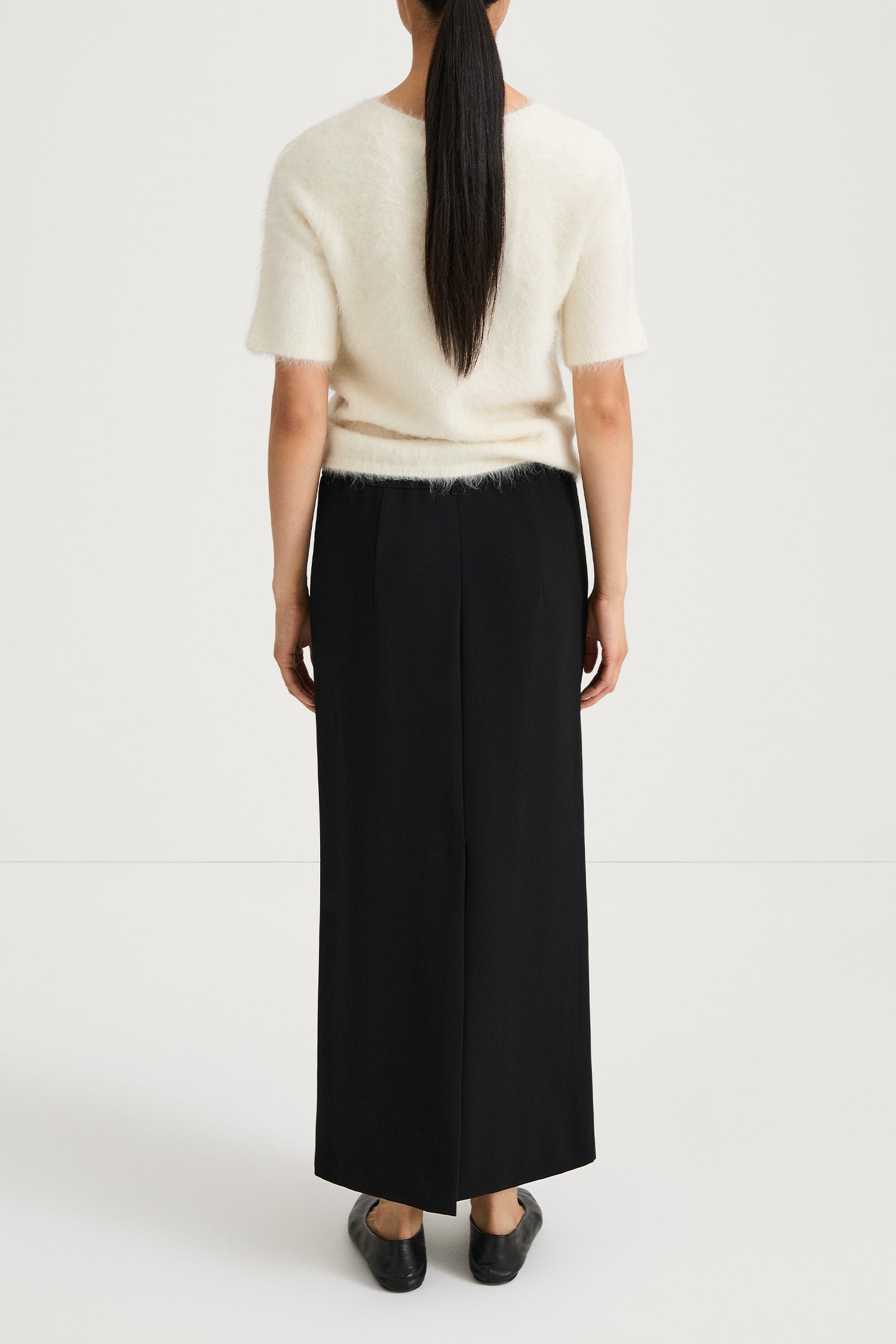 cream knitted short sleeve top stylein loha back