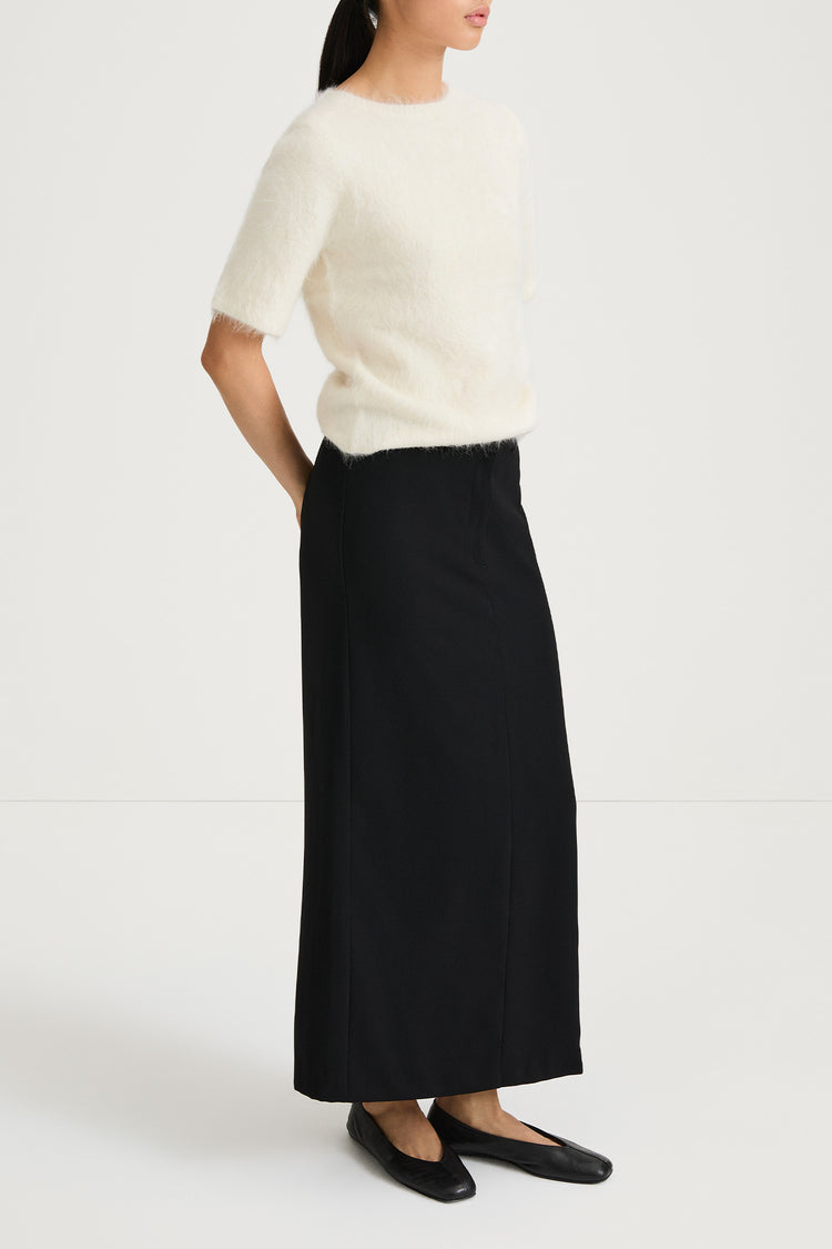 cream knitted short sleeve top stylein loha side