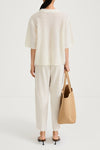 Cream knitted transparent sweater short sleeve stylein nia back model image