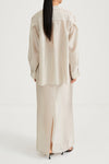Cream maxi transparent skirt stylein back model image