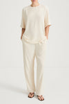 cream t-shirt top stylein martano front model image