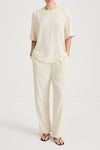 Cream trousers stylein meike front model image