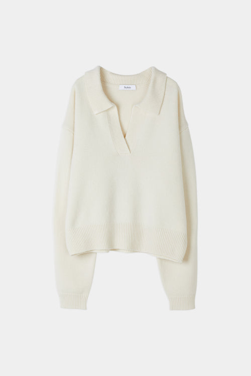 cream v-neck collar sweater stylein harmony