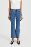 Kingston mid blue cropped straight fit jeans stylein front image