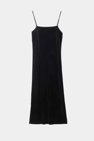 Cuneo dress velvet ankle length slip straps square neckline black stylein packshot