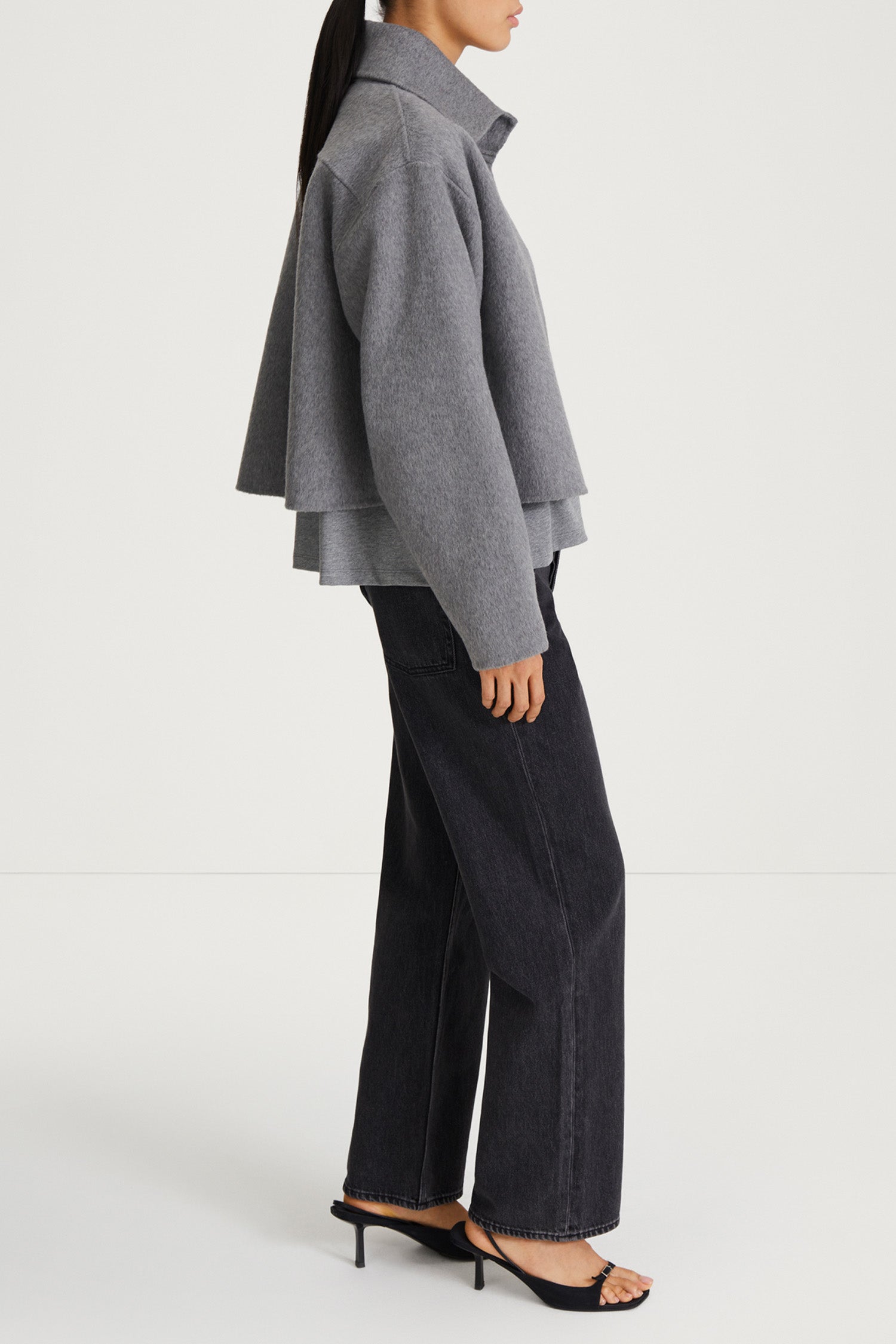 grey jacket short wool stylein teano side