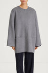 SEMI-LONG DOUBLE-FACED WOOL COAT - TARA MID GREY