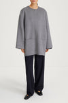 SEMI-LONG DOUBLE-FACED WOOL COAT - TARA MID GREY