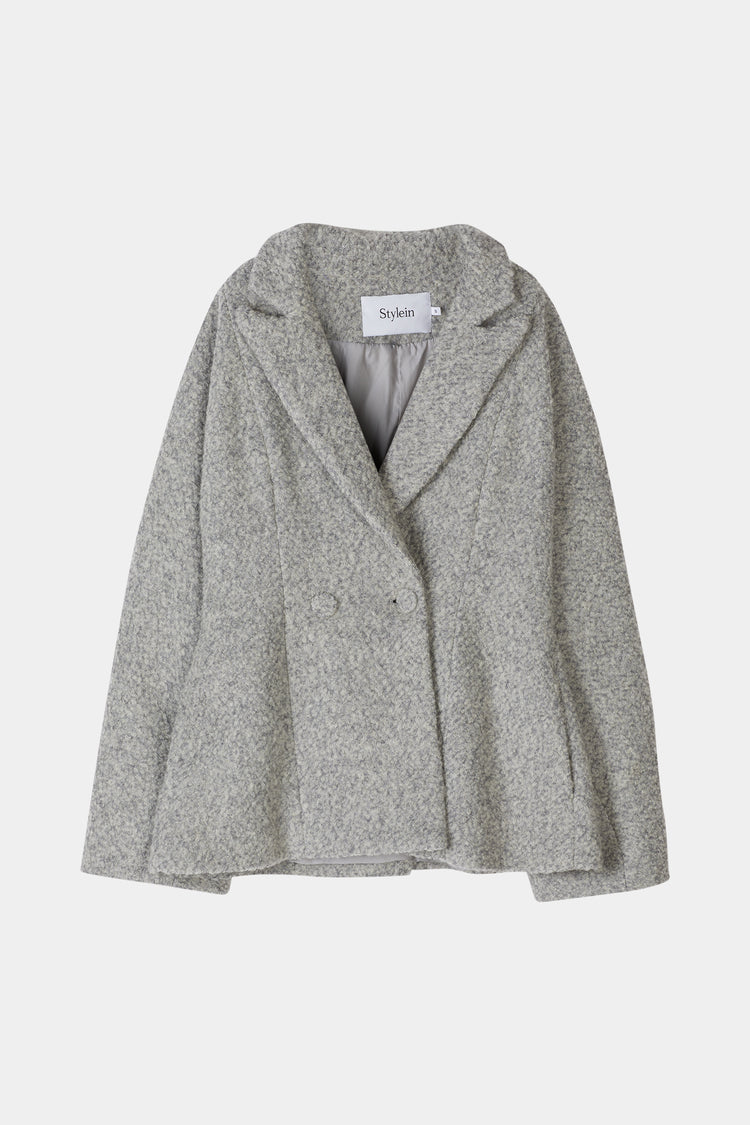Hilma jacket tailored cinched waist boucle double breasted closure grey stylein packshot
