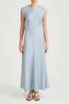 Ice blue maxi satin dress stylein marielle front model image