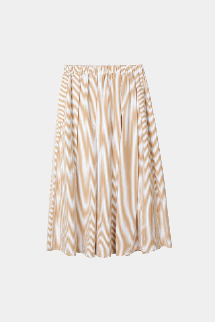 A-LINE MIDI SKIRT - JORINA GOLD/WHITE STRIPE