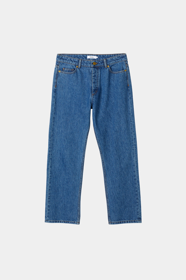 Ken denim straight fit cropped mid blue stylein packshot