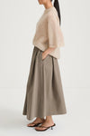 Mud khaki maxi trench skirt stylein sorina side model image