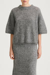SHORT SLEEVE MOHAIR SWEATER - NEMY GREY