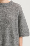 SHORT SLEEVE MOHAIR SWEATER - NEMY GREY