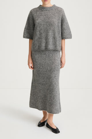 SHORT SLEEVE MOHAIR SWEATER - NEMY GREY