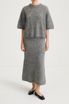 SHORT SLEEVE MOHAIR SWEATER - NEMY GREY