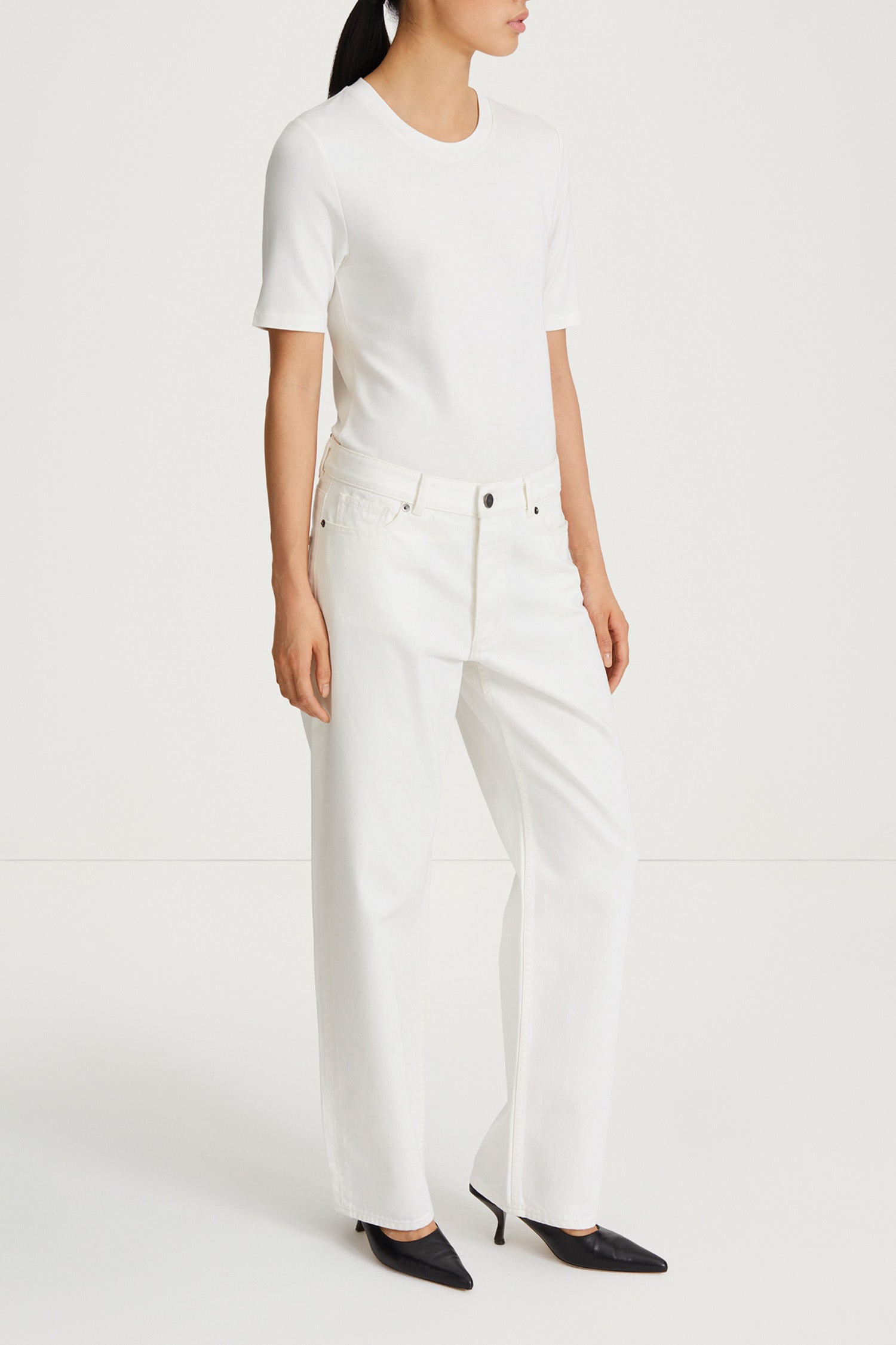 Kim denim loose fit mid waist voluminous overzised white stylein side image