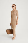 Pomerola skirt maxi fine knit beige stylein side image