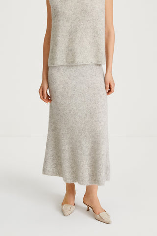 Nanie skirt long light grey mohair stylein front image