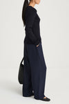 Navy buttoned cardigan stylein hamani side model image