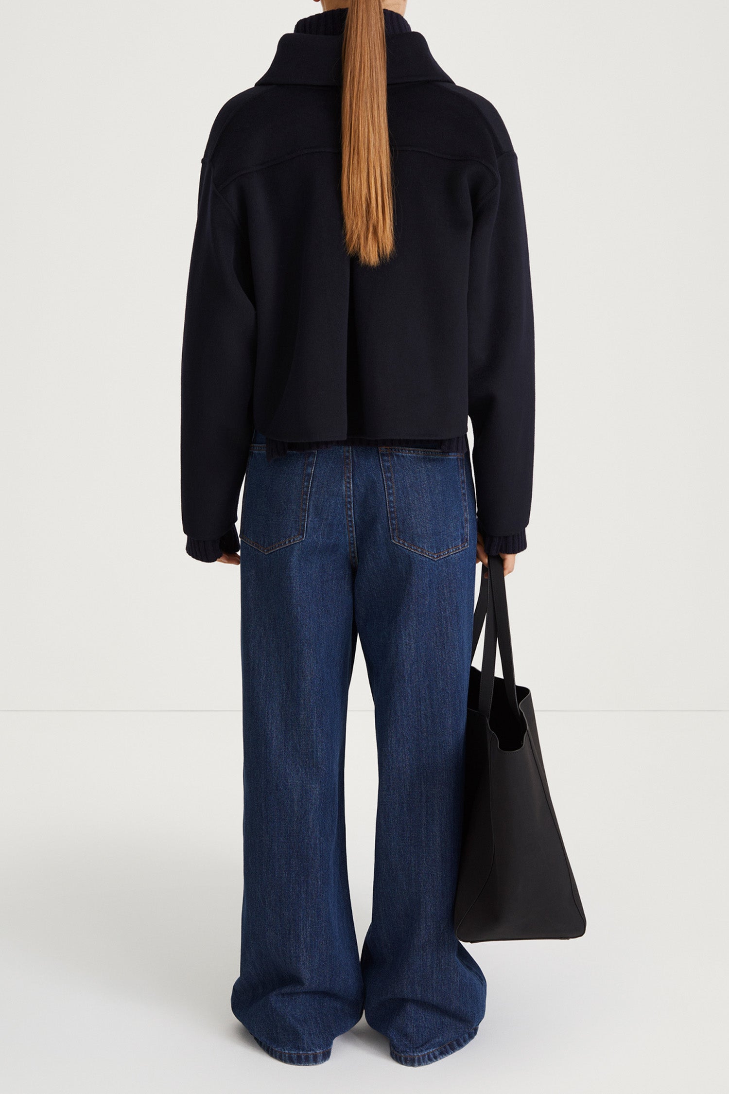 navy jacket short wool stylein teano back