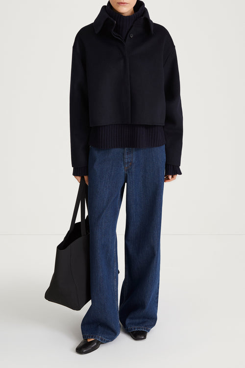 navy jacket short wool stylein teano model image