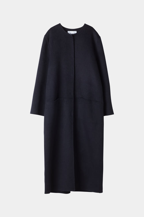 navy wool coat long stylein talani model image