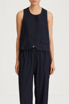 navy pinstripe vest stylein brixen close up