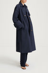 Navy trench coat siena midnight stylein side model image