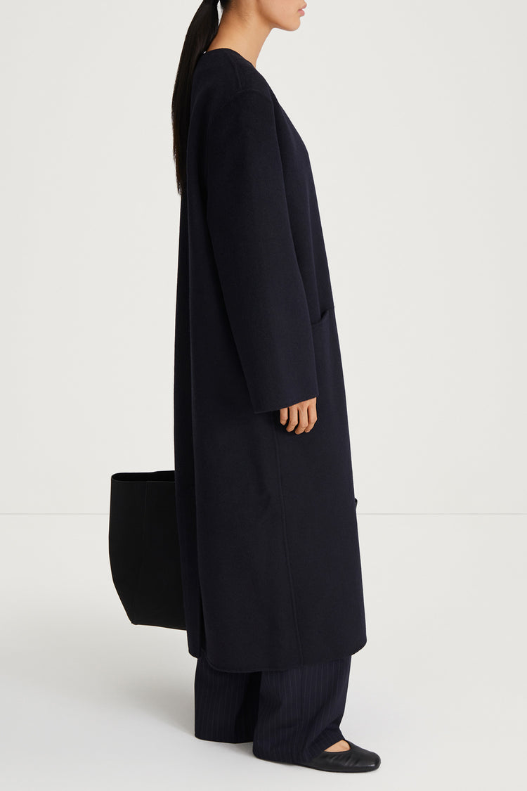 navy wool coat long stylein talani side