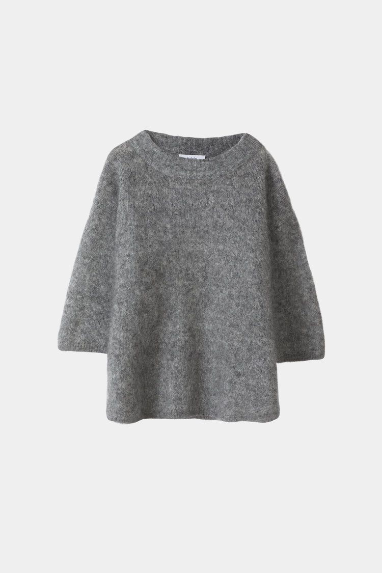 SHORT SLEEVE MOHAIR SWEATER - NEMY GREY