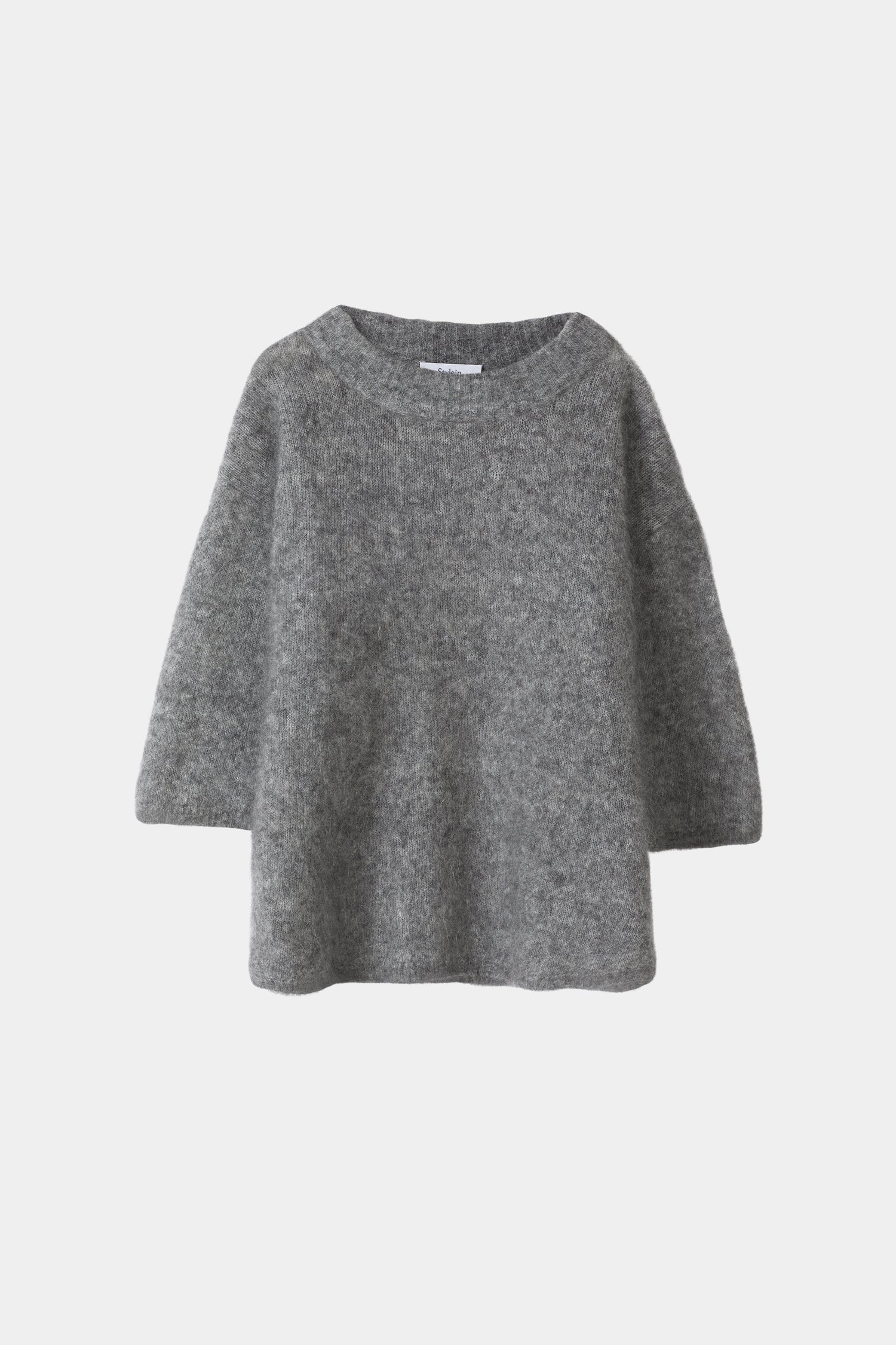 SHORT SLEEVE MOHAIR SWEATER - NEMY GREY