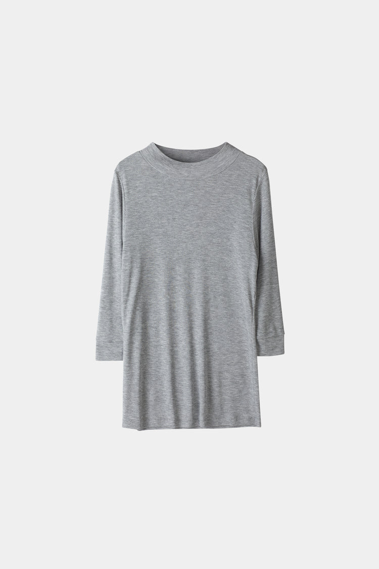 SEMI-SHEER RIB TOP - NOGARA GREY